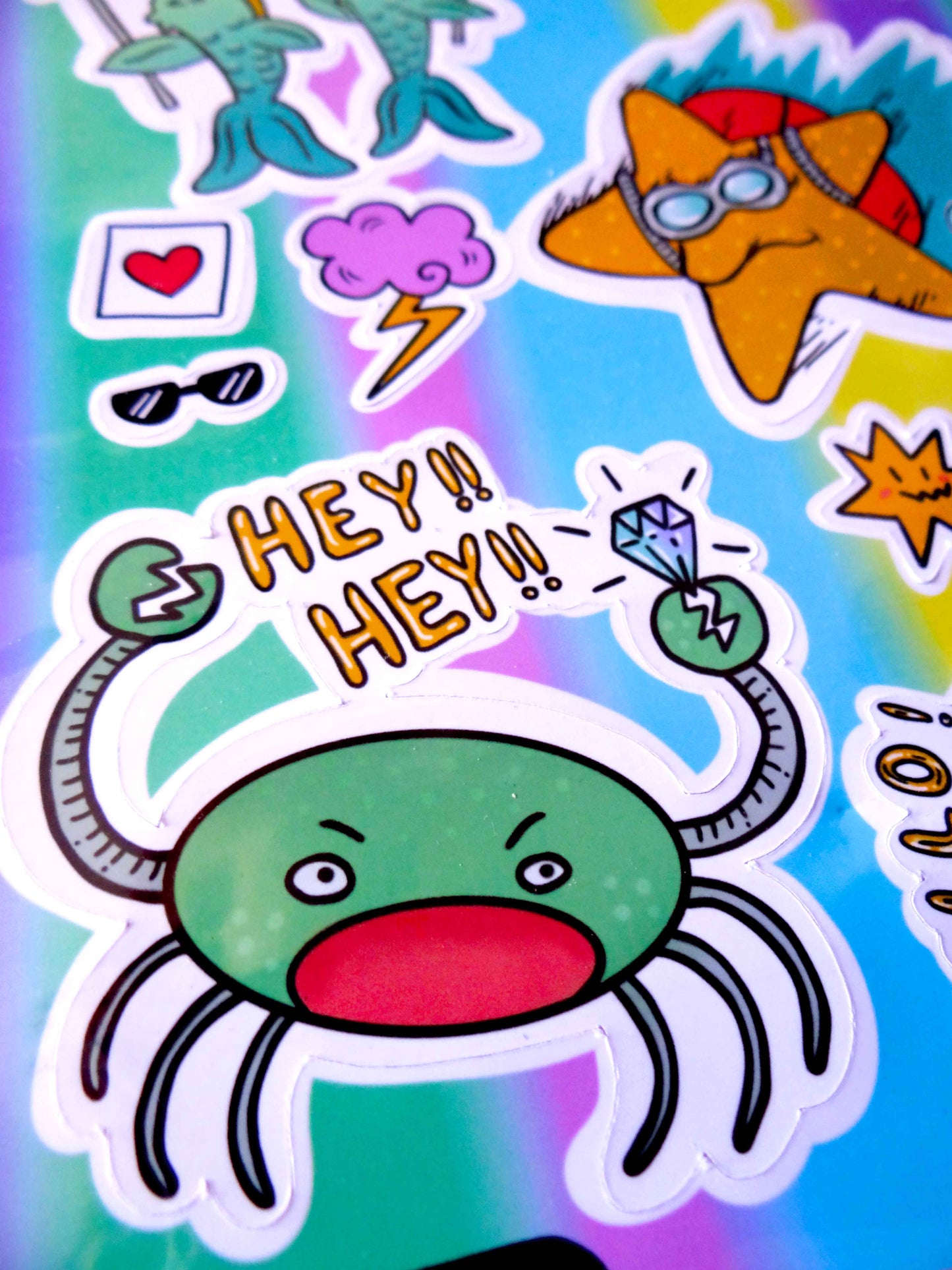 Sticker de ánimo, go on, keep moving, ¡hey hey!, let's do this, fan, me gusta, pulpo, fish, cartoons, characters, gleycarolina, gley carolina, sticker, adhesivos, Like